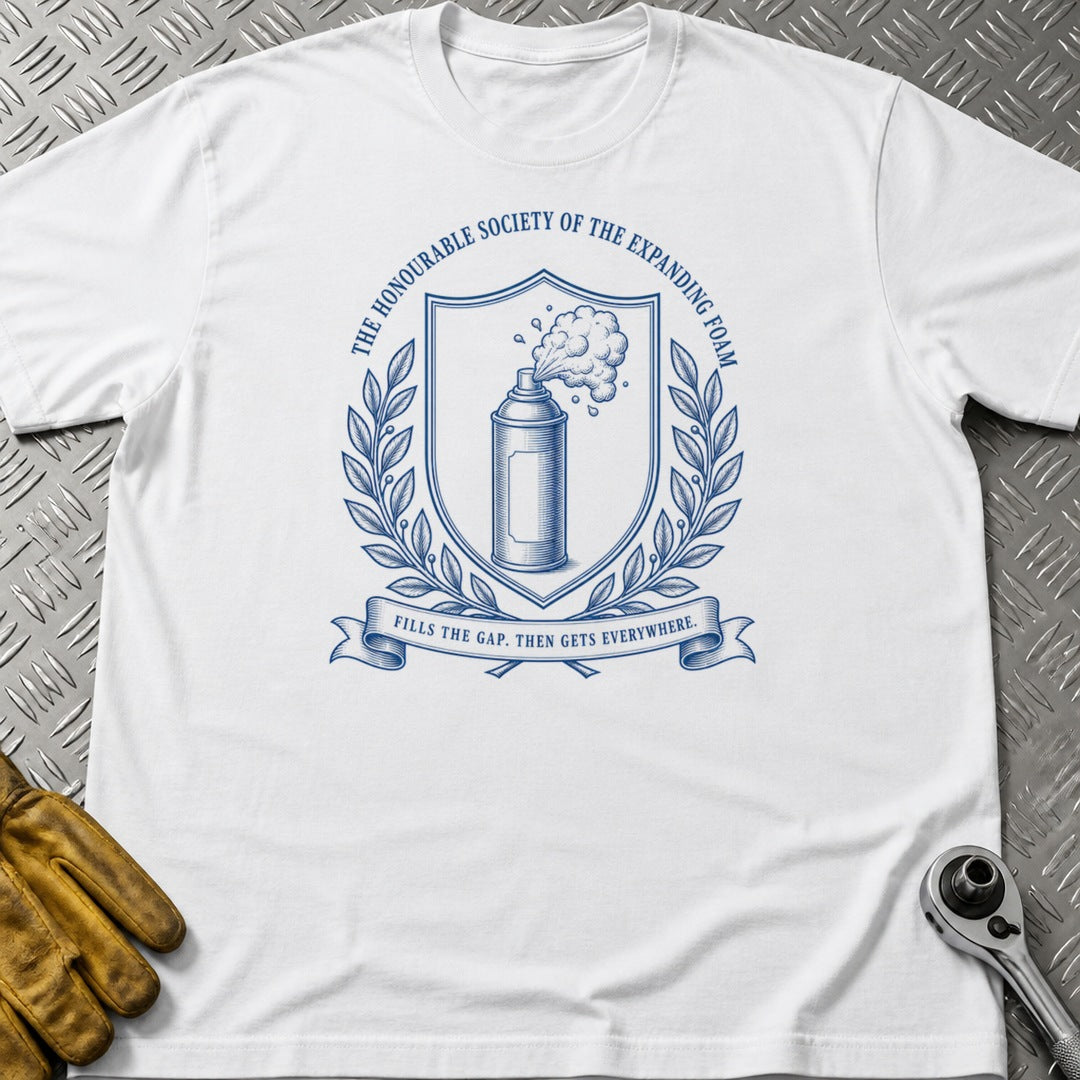 Expanding Foam t-shirt flat lay
