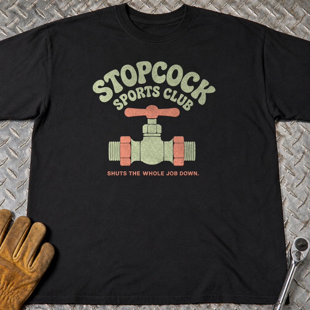 Stopcock t-shirt flat lay