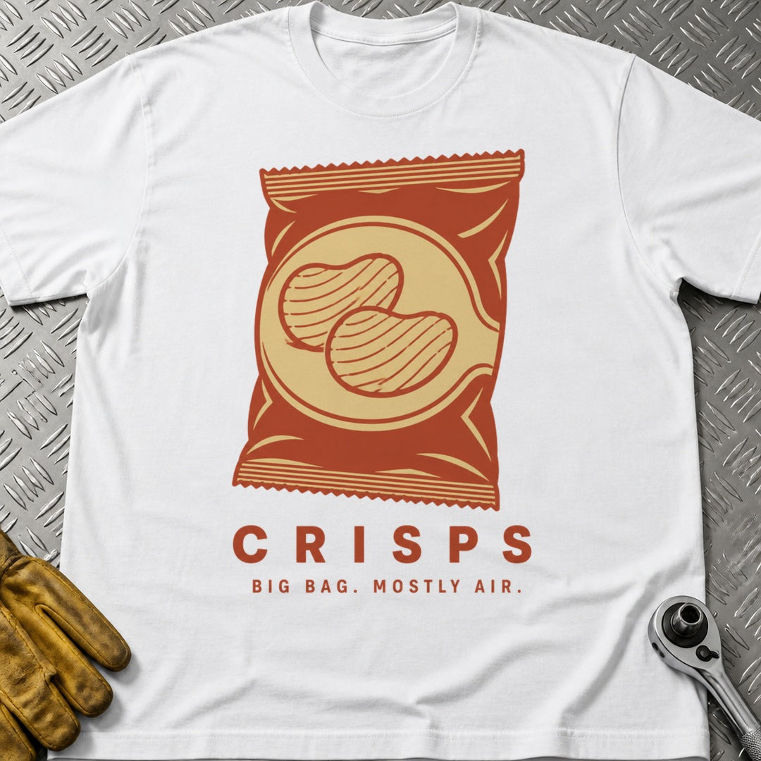 Crisps t-shirt flat lay