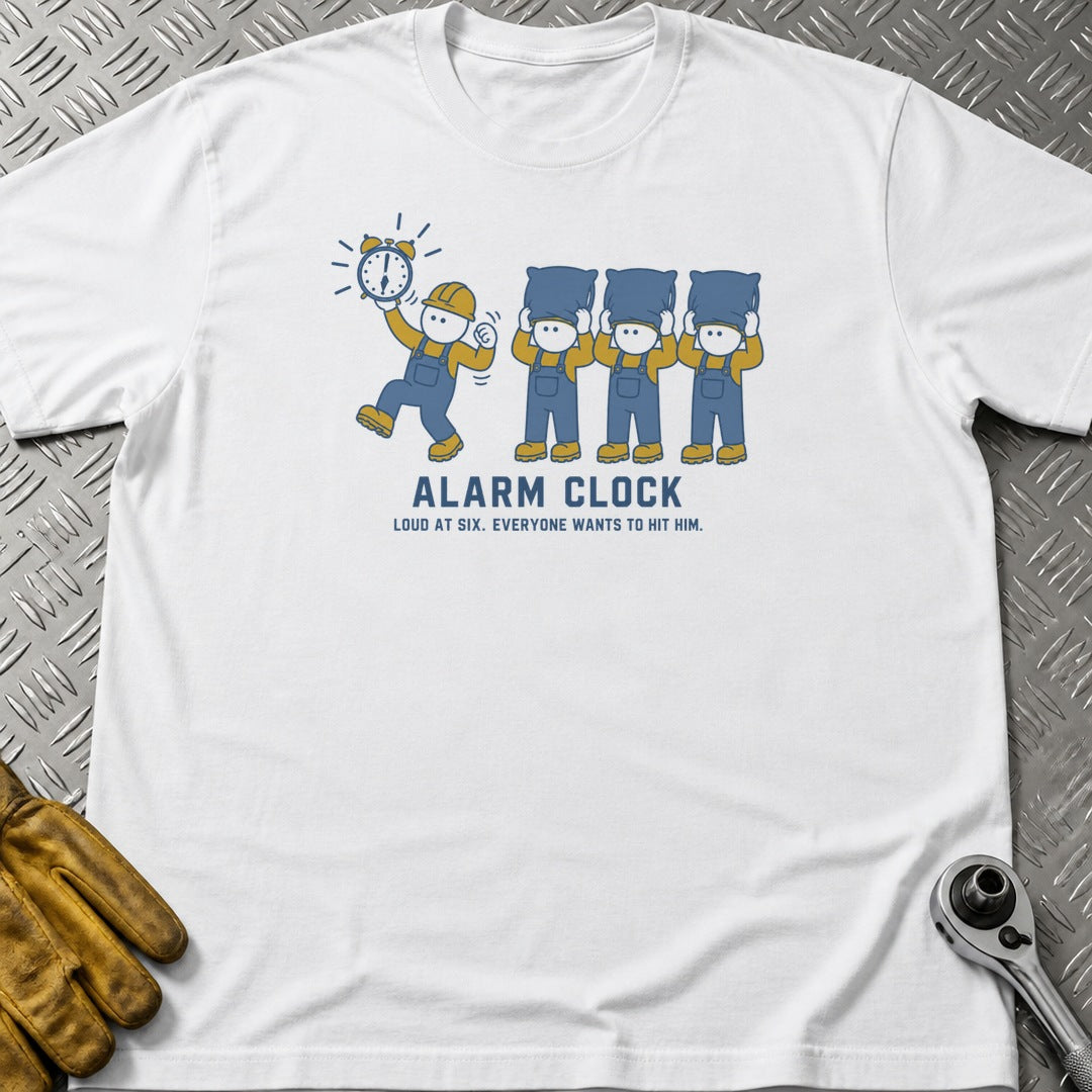 Alarm Clock t-shirt flat lay