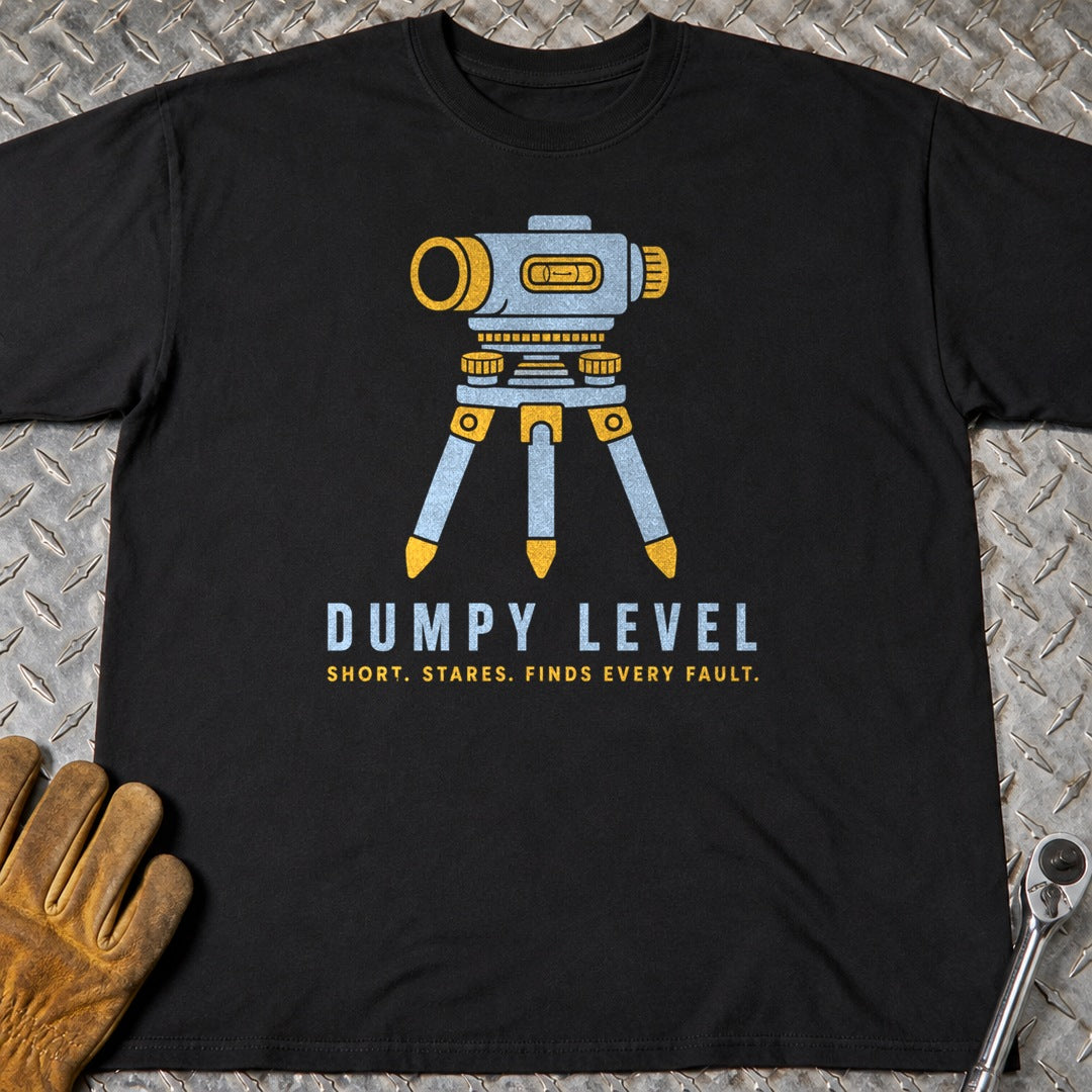 Dumpy Level t-shirt flat lay