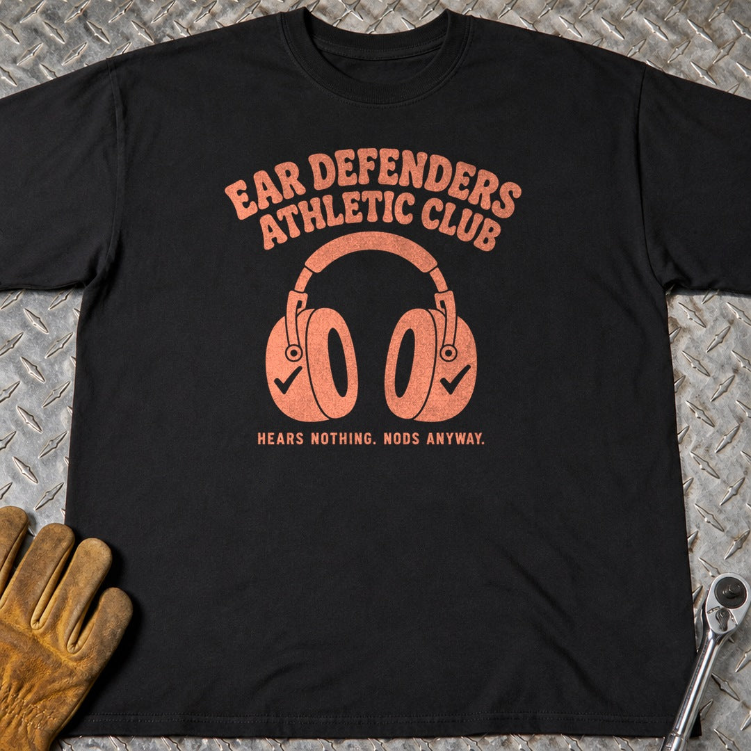 Ear Defenders t-shirt flat lay