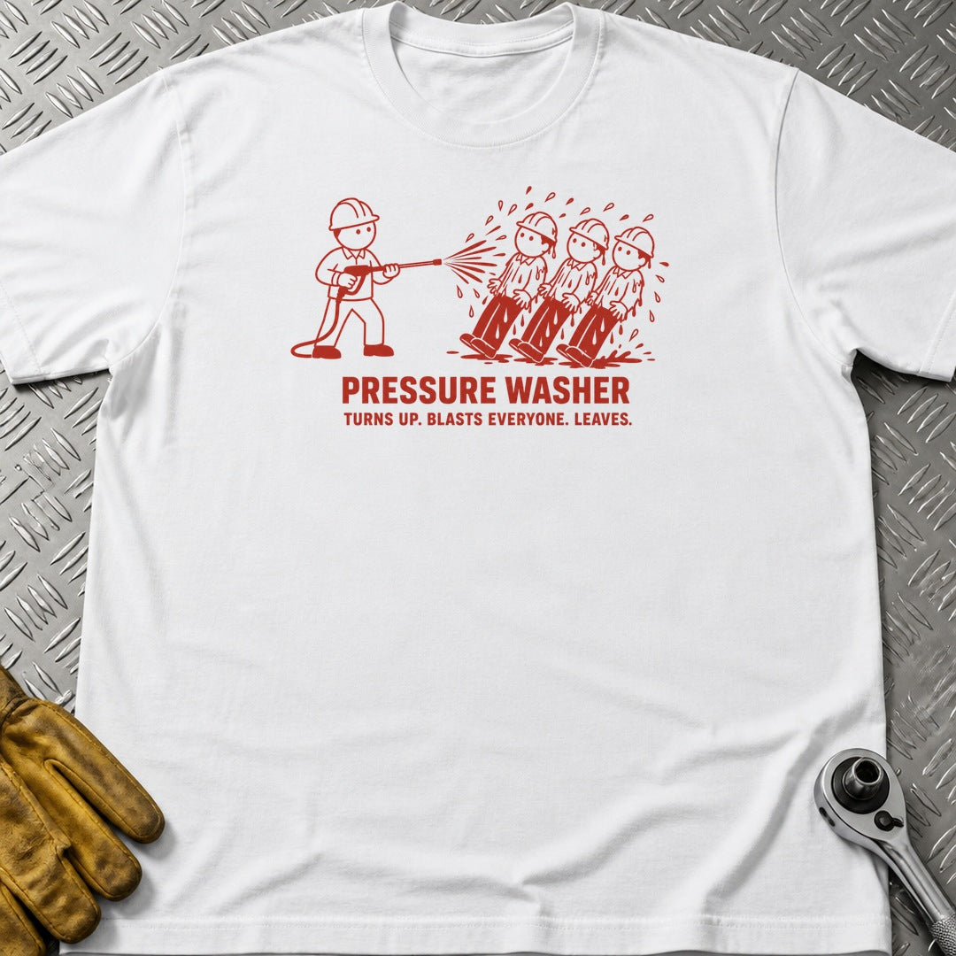 Pressure Washer t-shirt flat lay