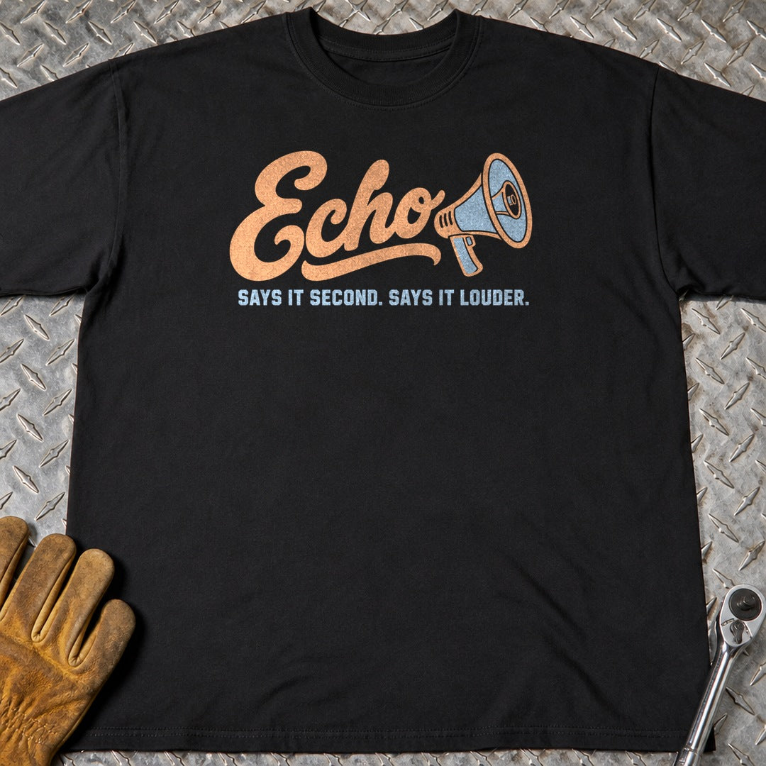 Echo t-shirt flat lay