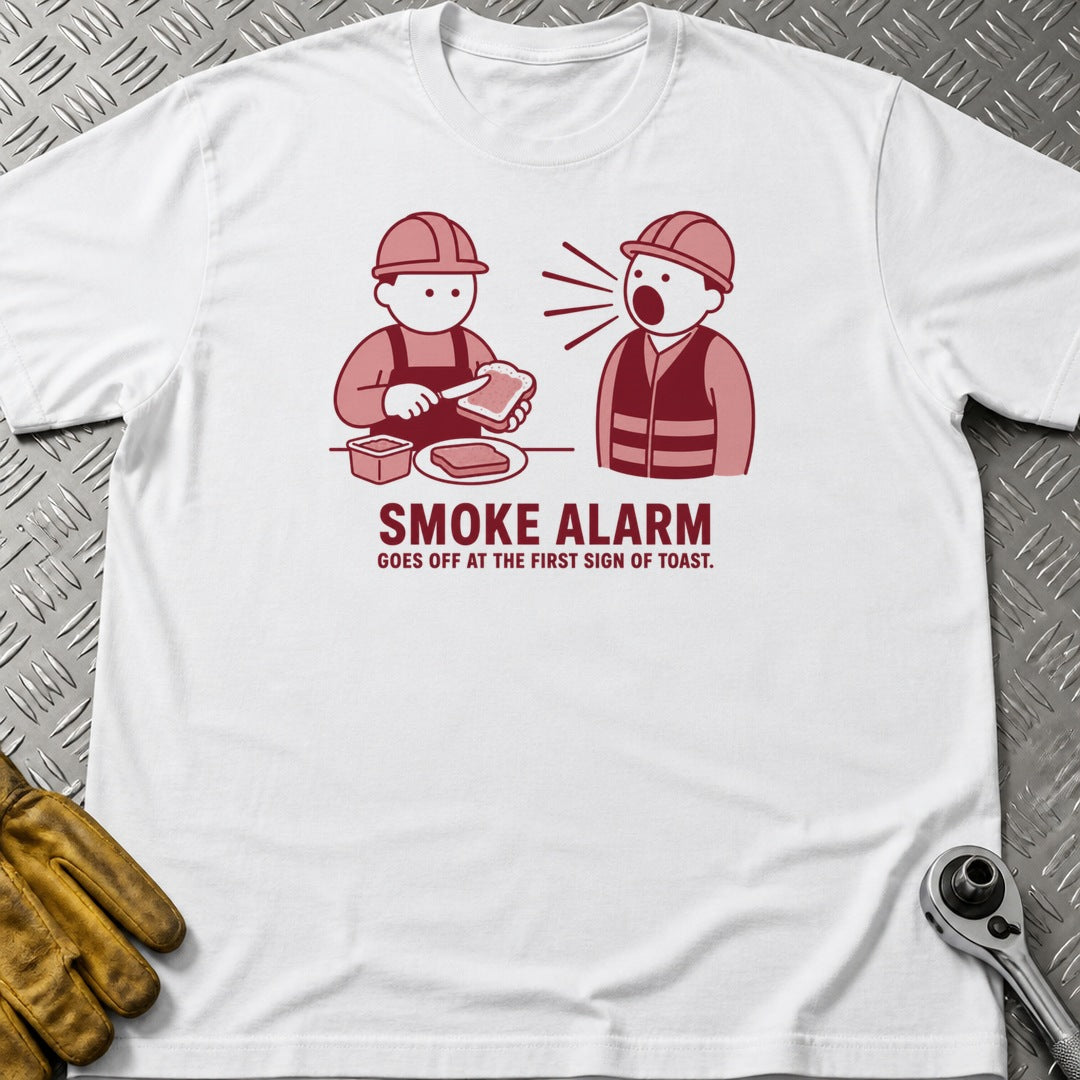 Smoke Alarm t-shirt flat lay