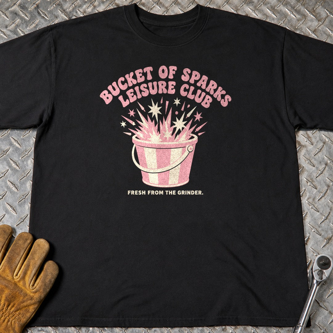 Bucket of Sparks t-shirt flat lay