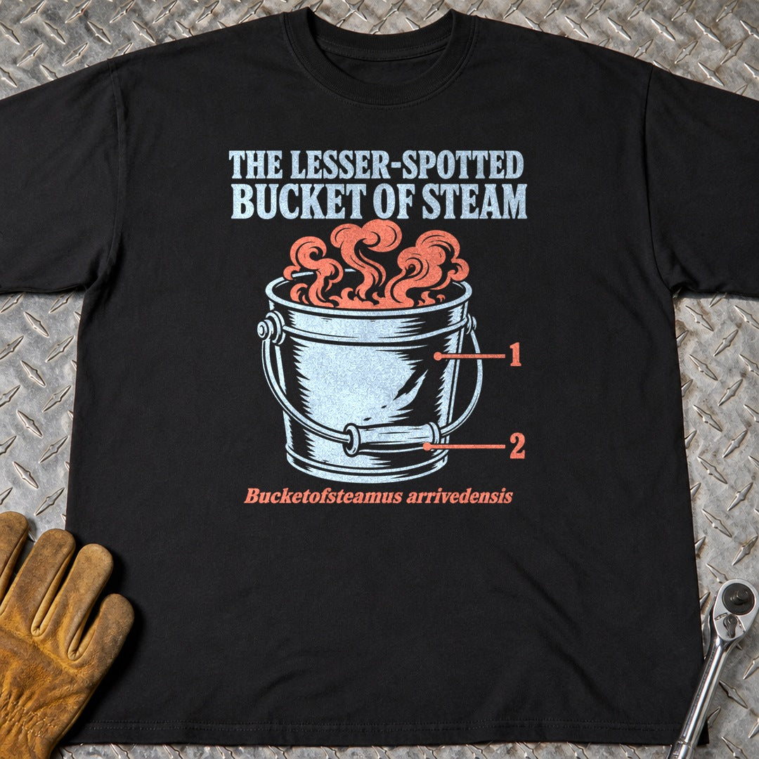 Bucket of Steam t-shirt flat lay