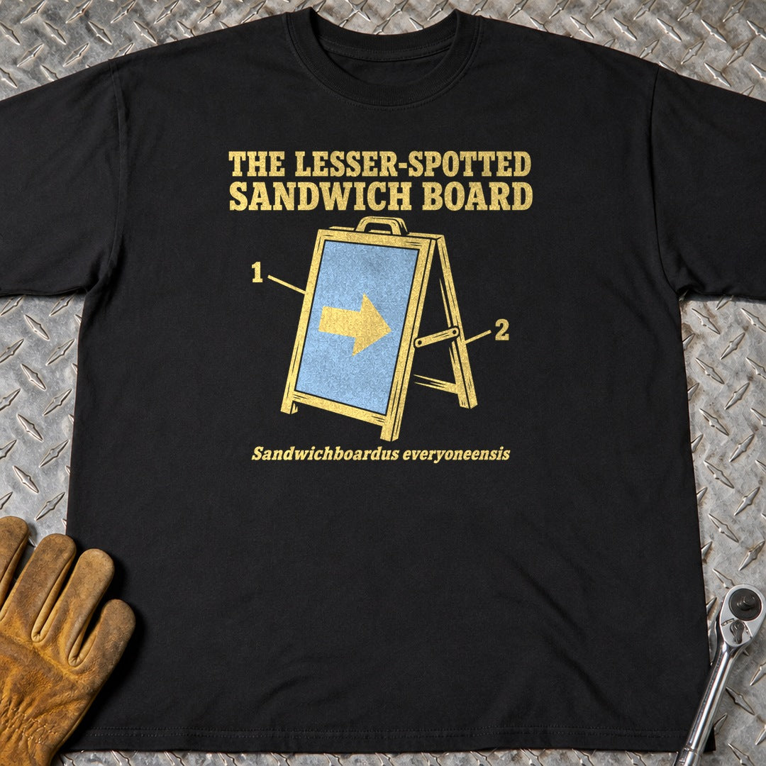 Sandwich Board t-shirt flat lay