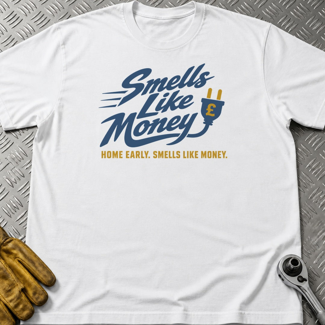 Smells Like Money t-shirt flat lay