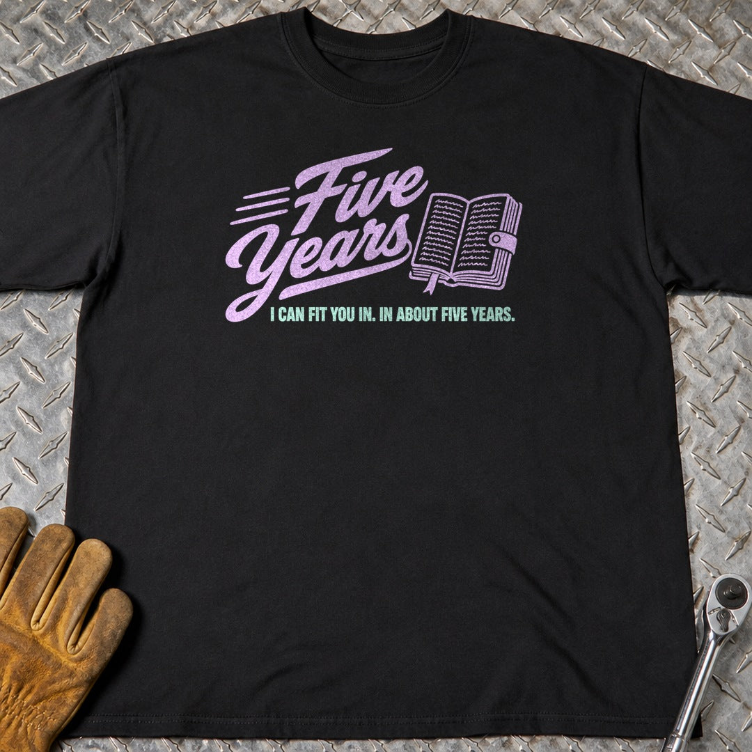 Five Years t-shirt flat lay