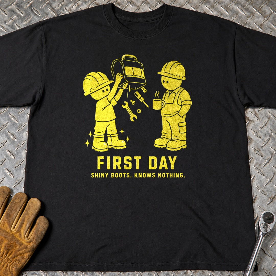 First Day t-shirt flat lay