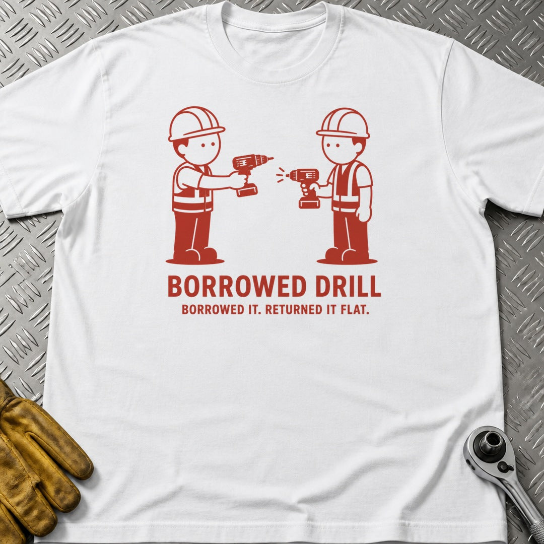 Borrowed Drill t-shirt flat lay