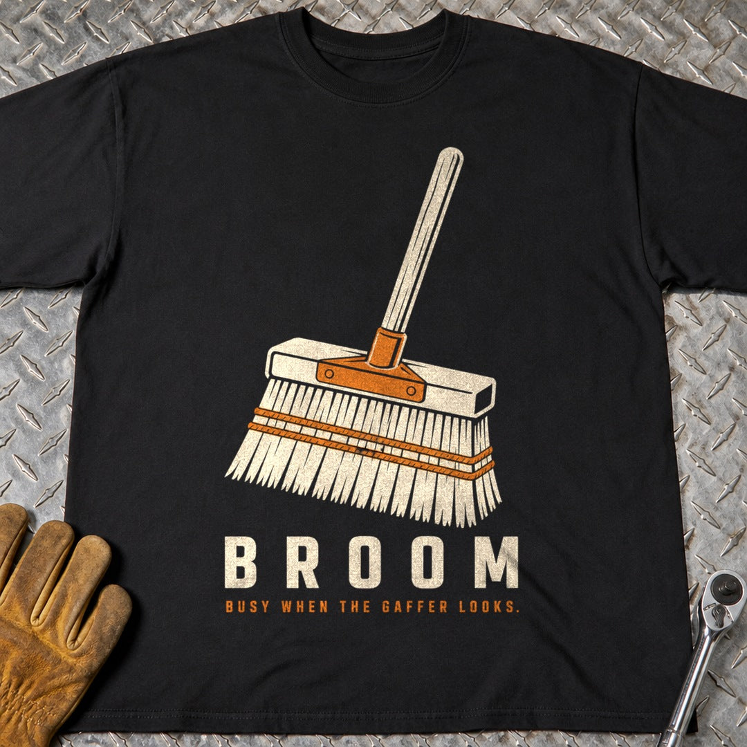 Broom t-shirt flat lay