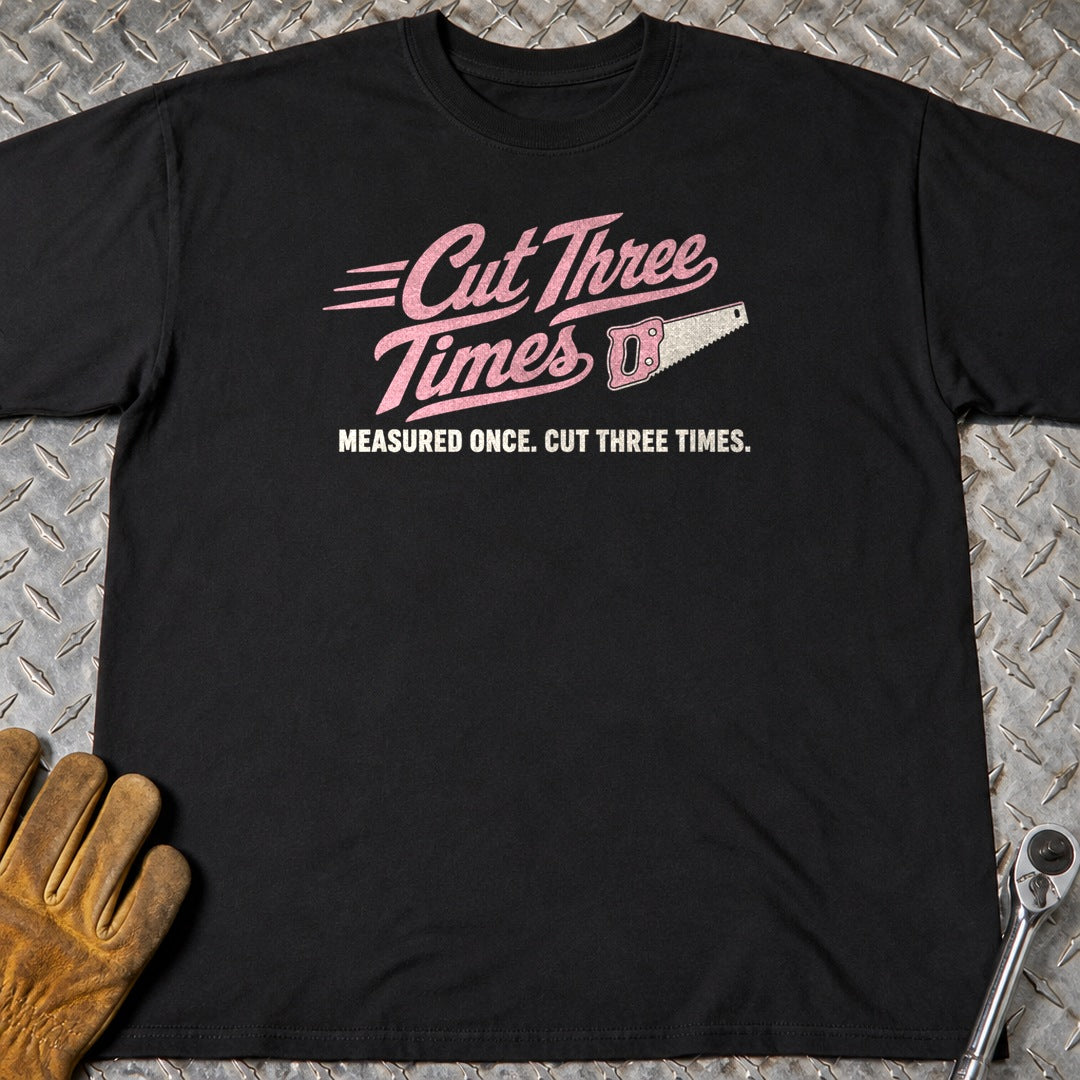 Cut Three Times t-shirt flat lay