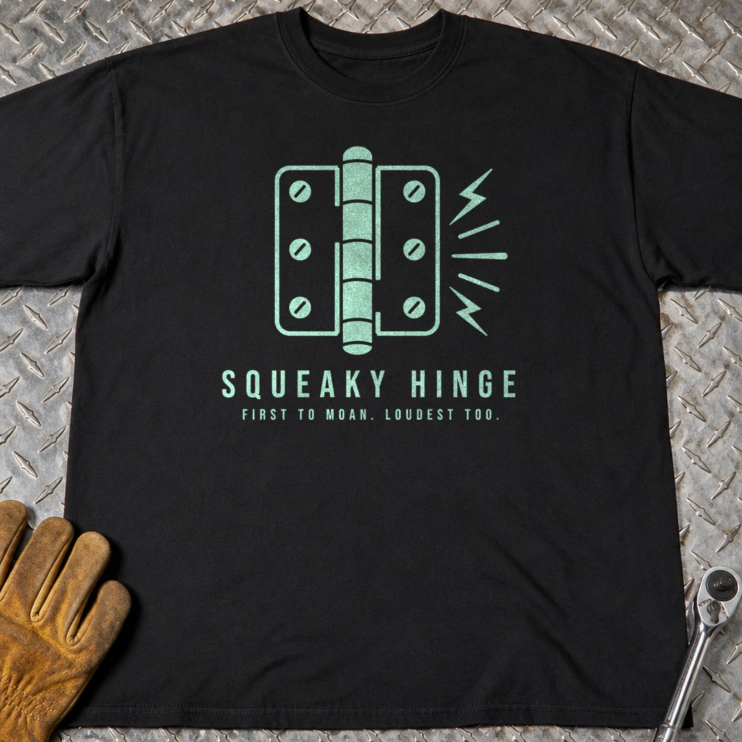 Squeaky Hinge t-shirt flat lay