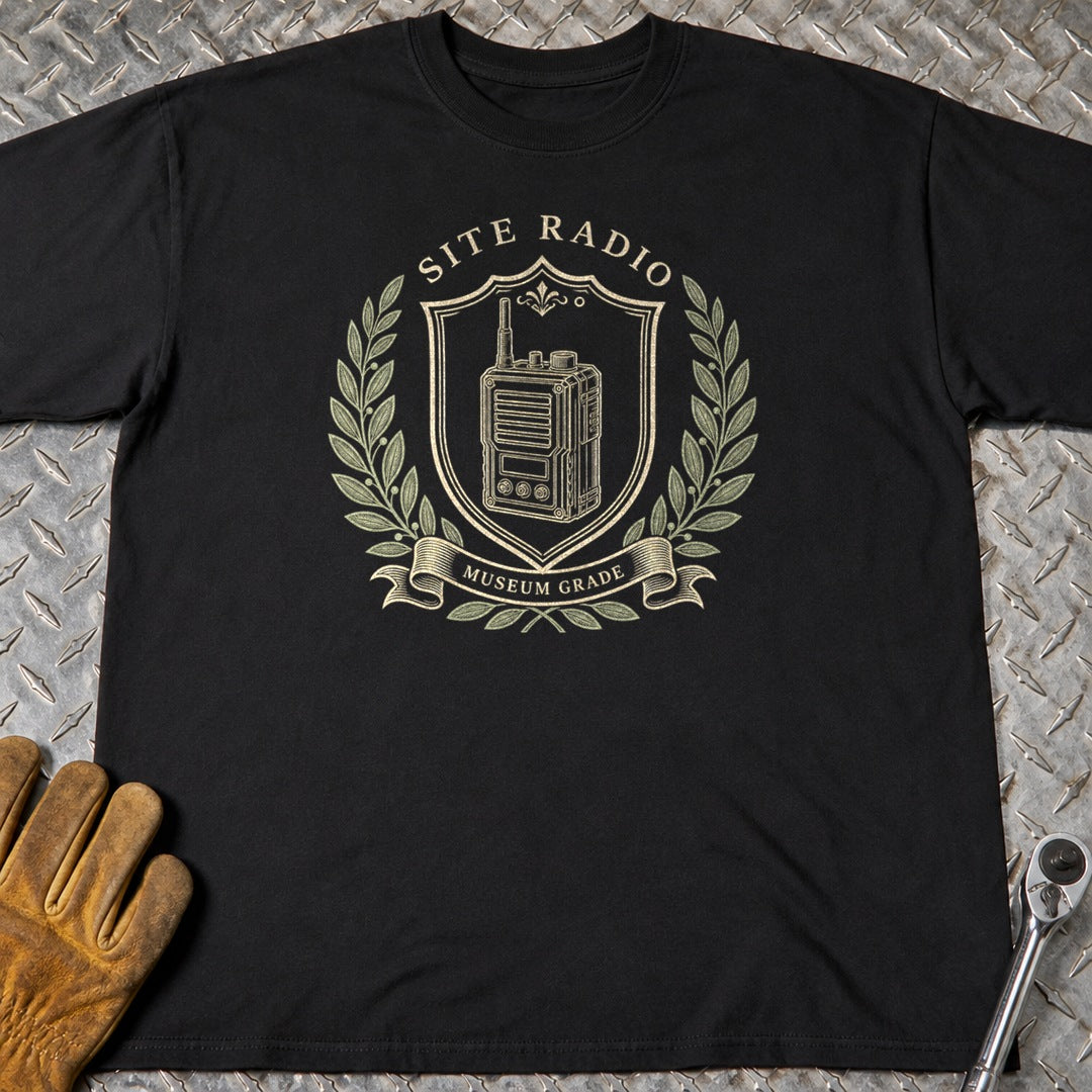 Museum Grade Radio t-shirt flat lay