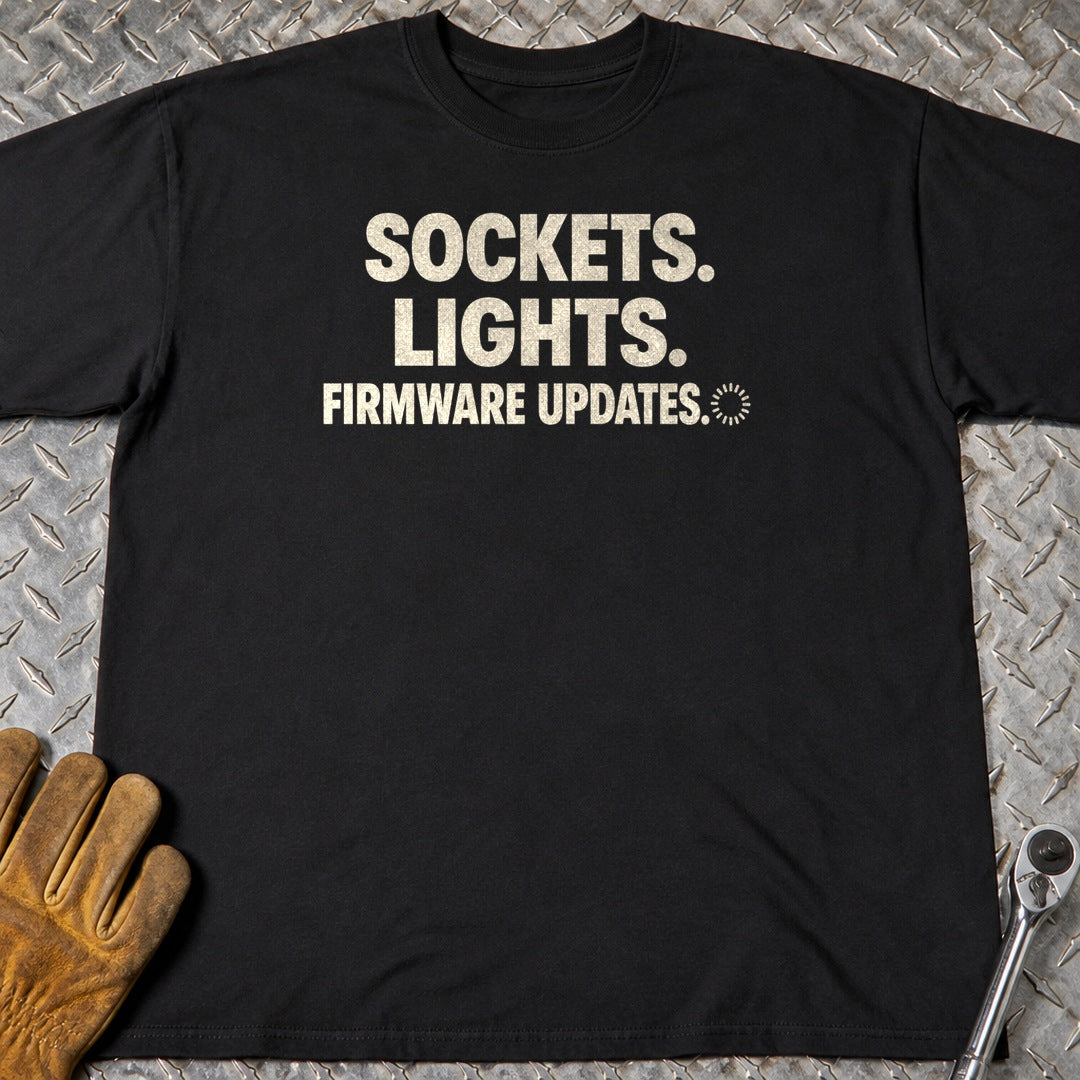 Firmware Updates t-shirt flat lay