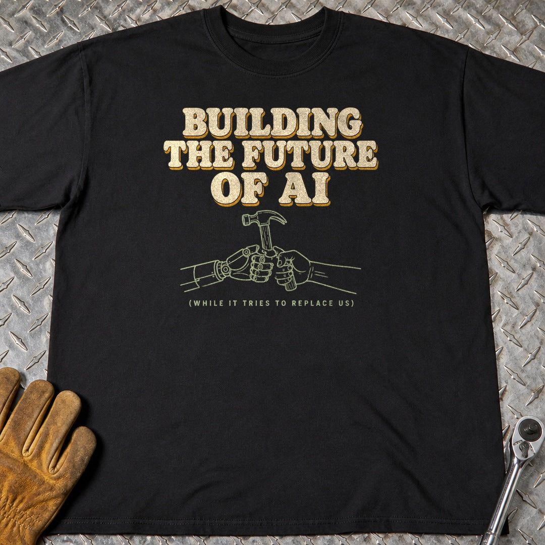 Future of AI t-shirt flat lay