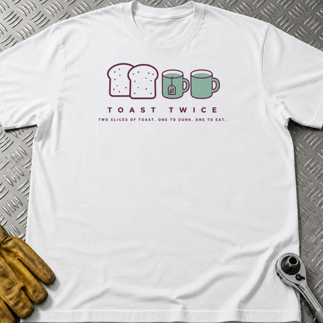 Toast Twice t-shirt flat lay