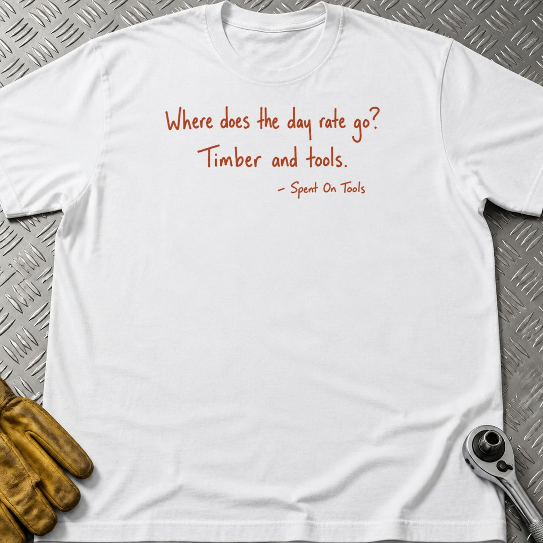 Spent On Tools t-shirt flat lay