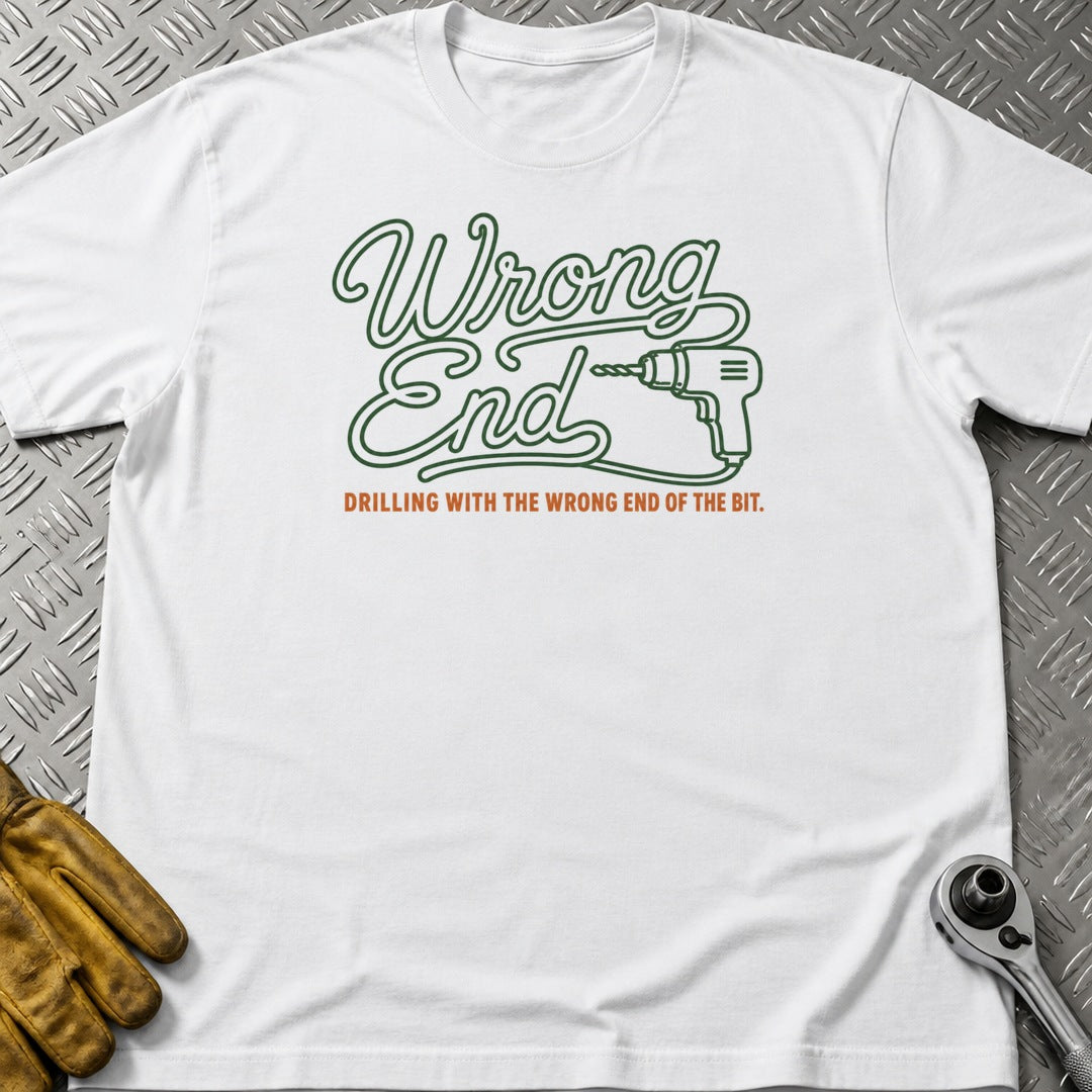 Wrong End t-shirt flat lay