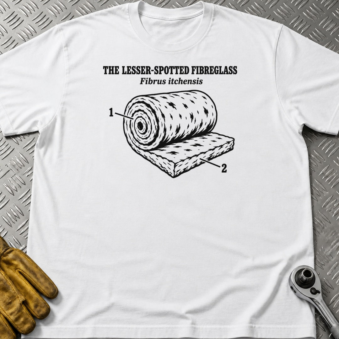 Fibreglass t-shirt flat lay