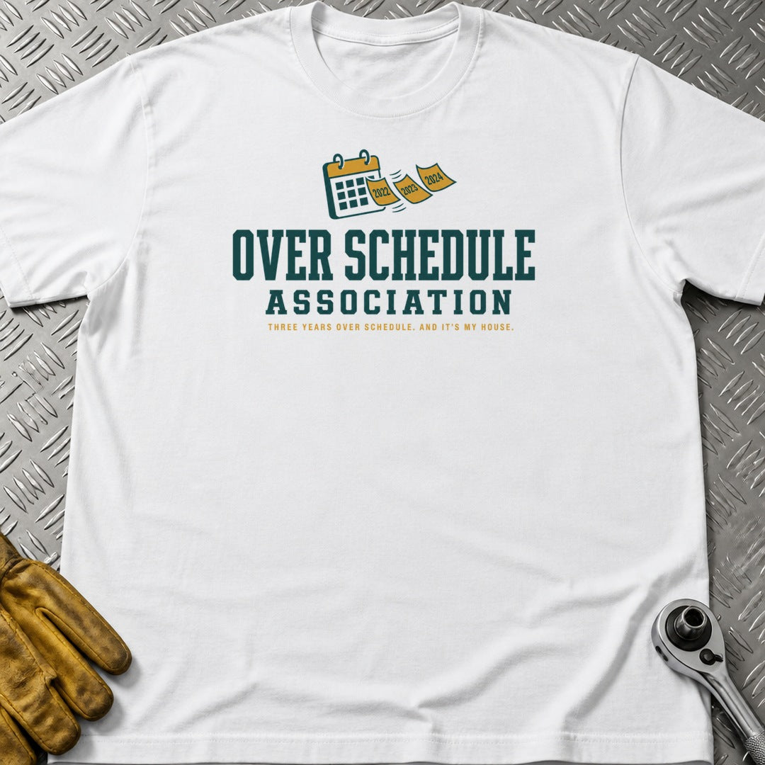 Over Schedule t-shirt flat lay