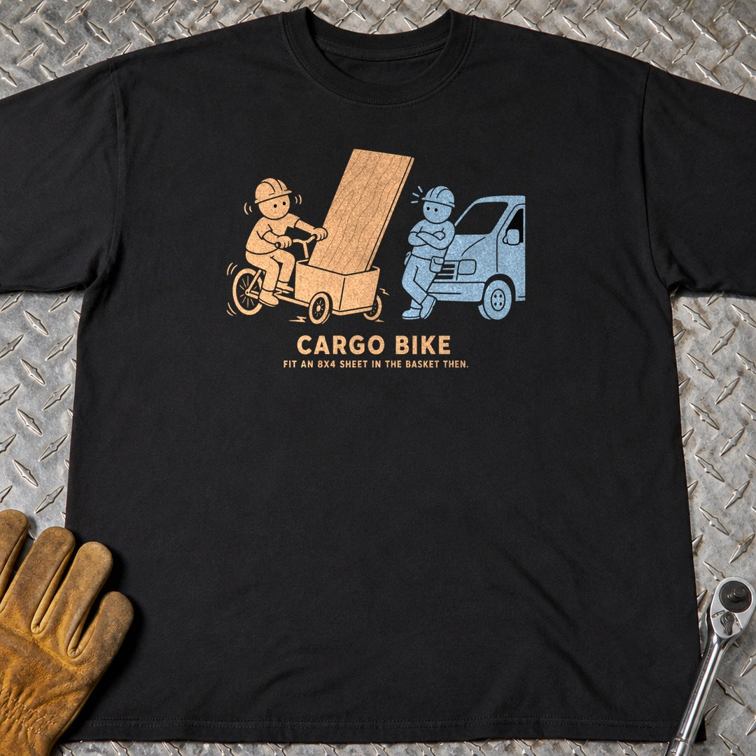 Cargo Bike t-shirt flat lay