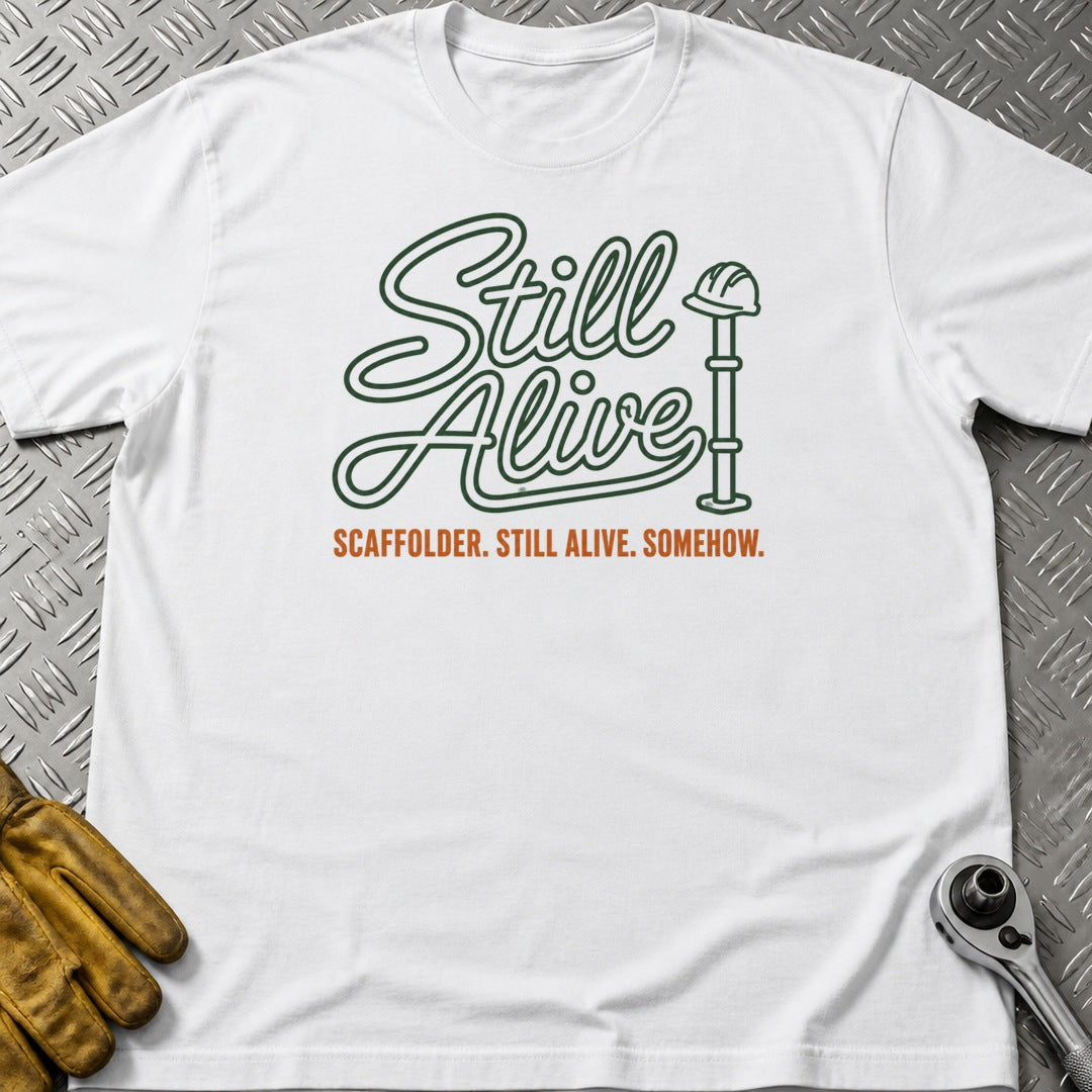 Still Alive t-shirt flat lay