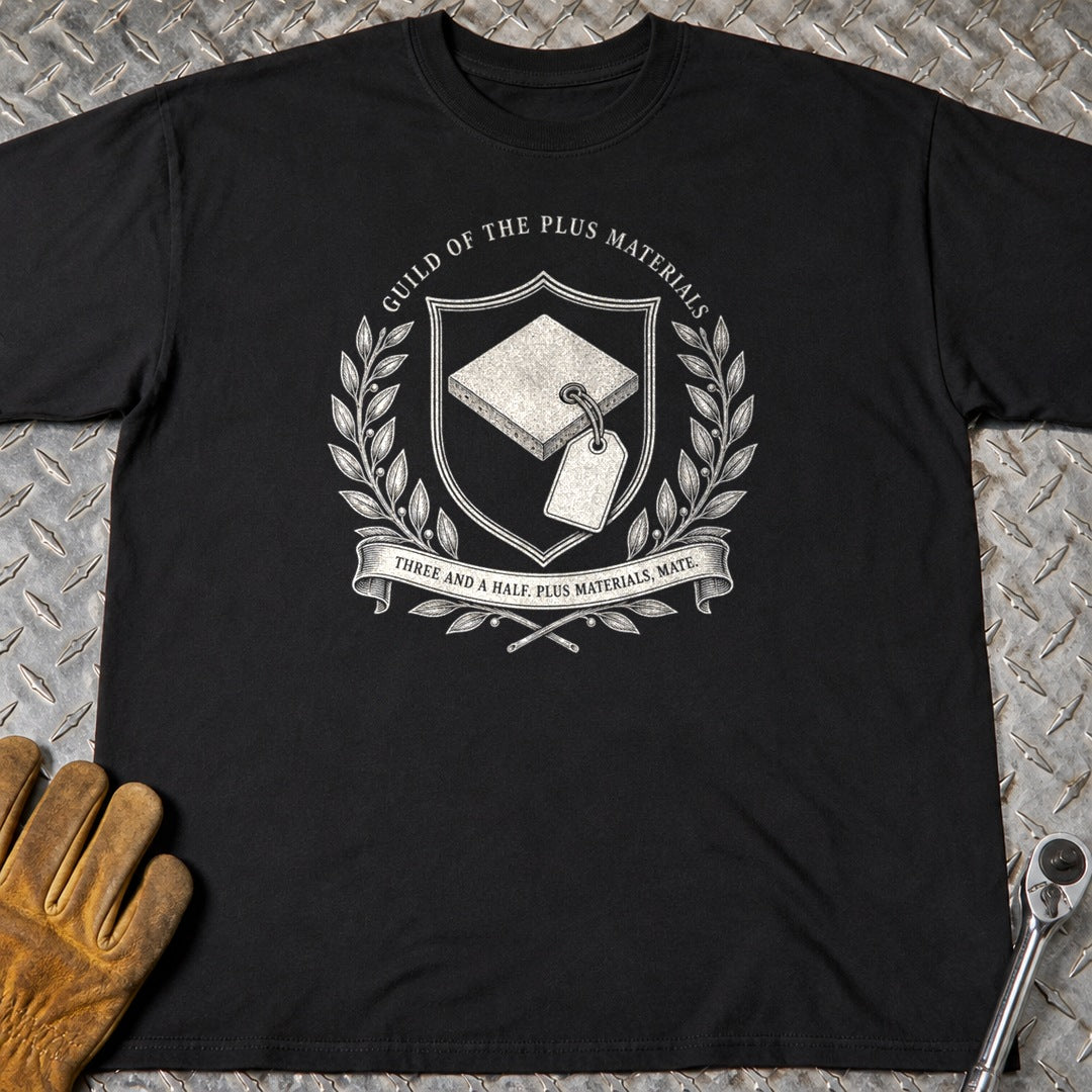 Plus Materials t-shirt flat lay
