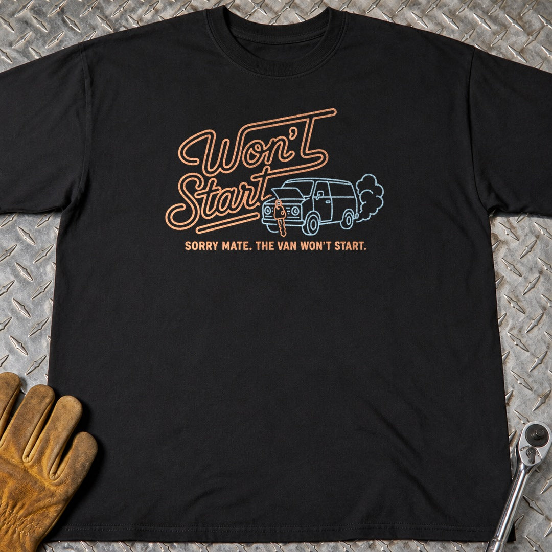 Won't Start t-shirt flat lay