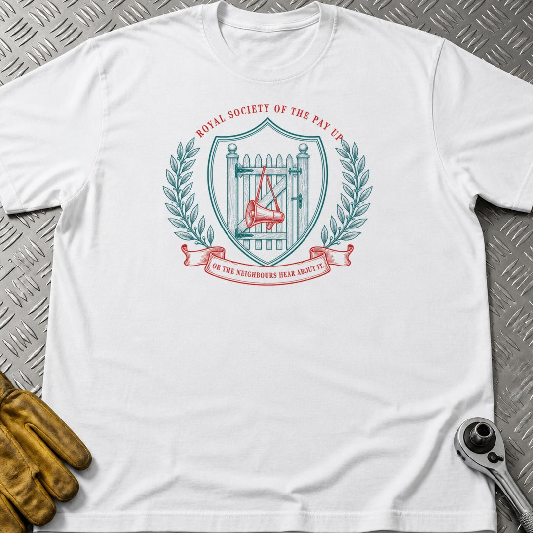Pay Up t-shirt flat lay