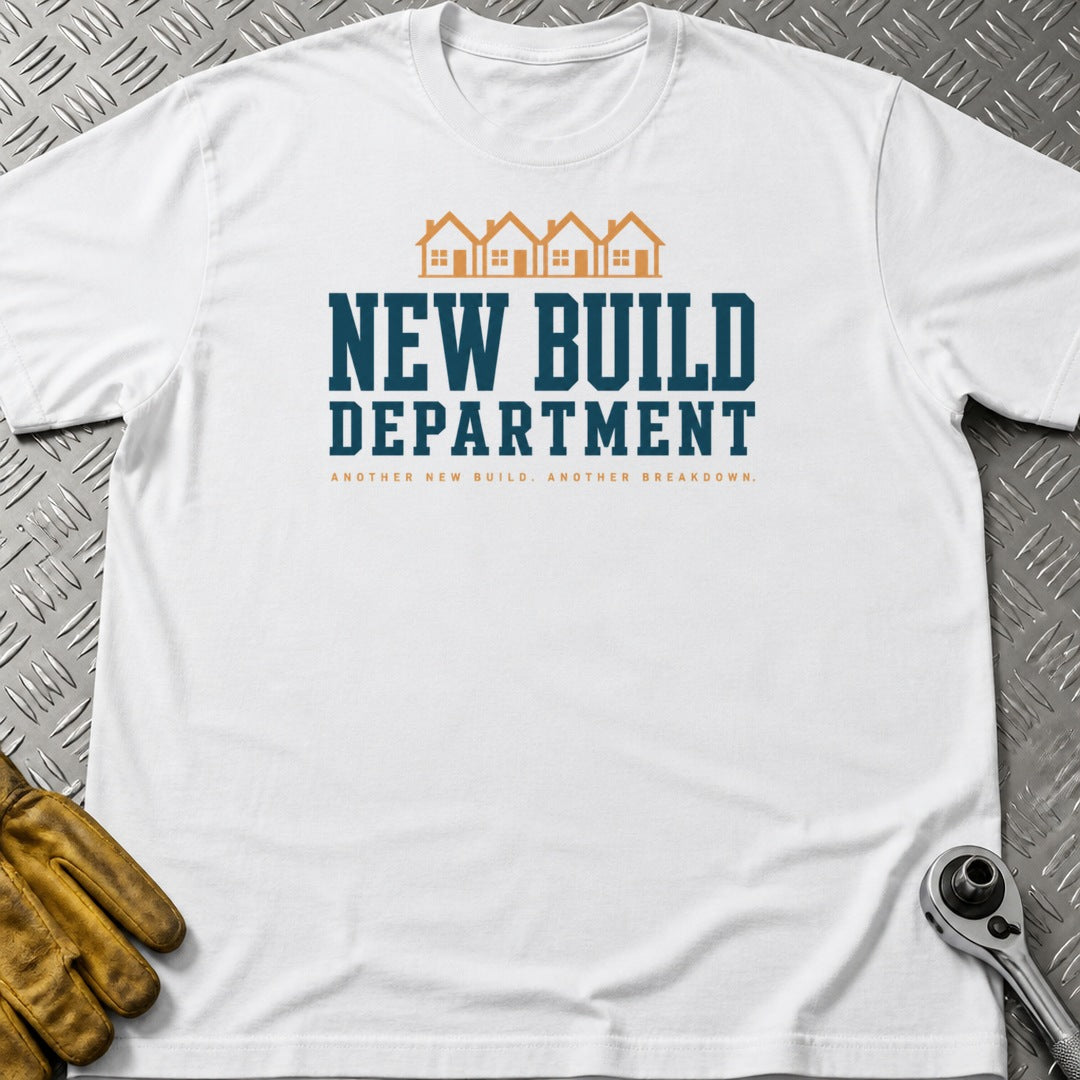 New Build t-shirt flat lay