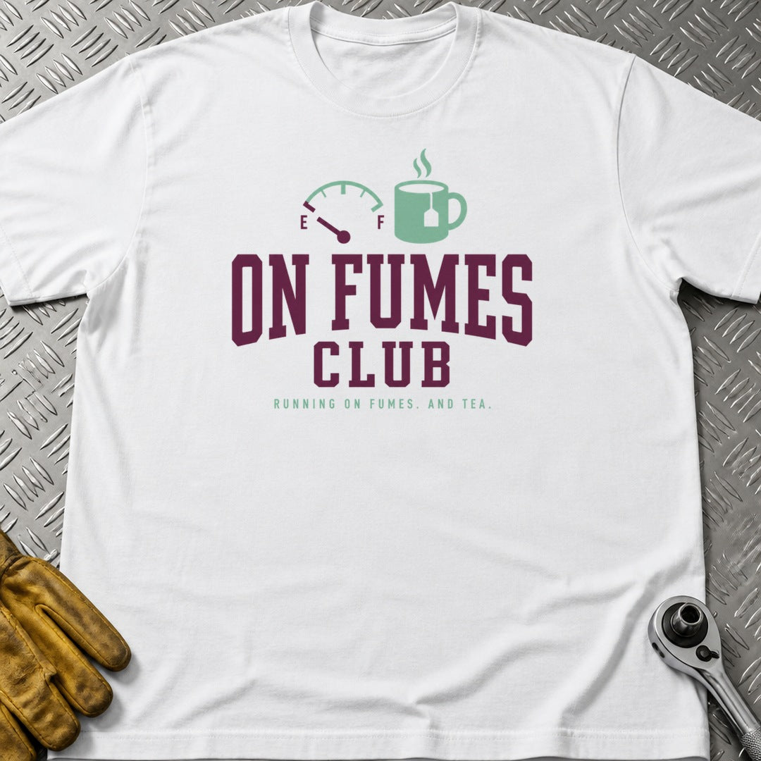 On Fumes t-shirt flat lay