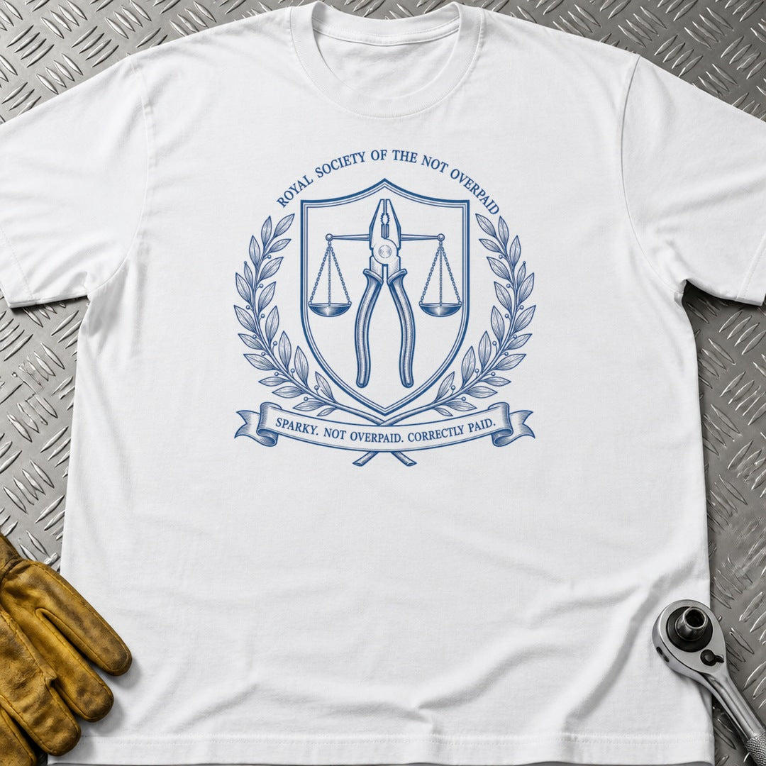 Not Overpaid t-shirt flat lay