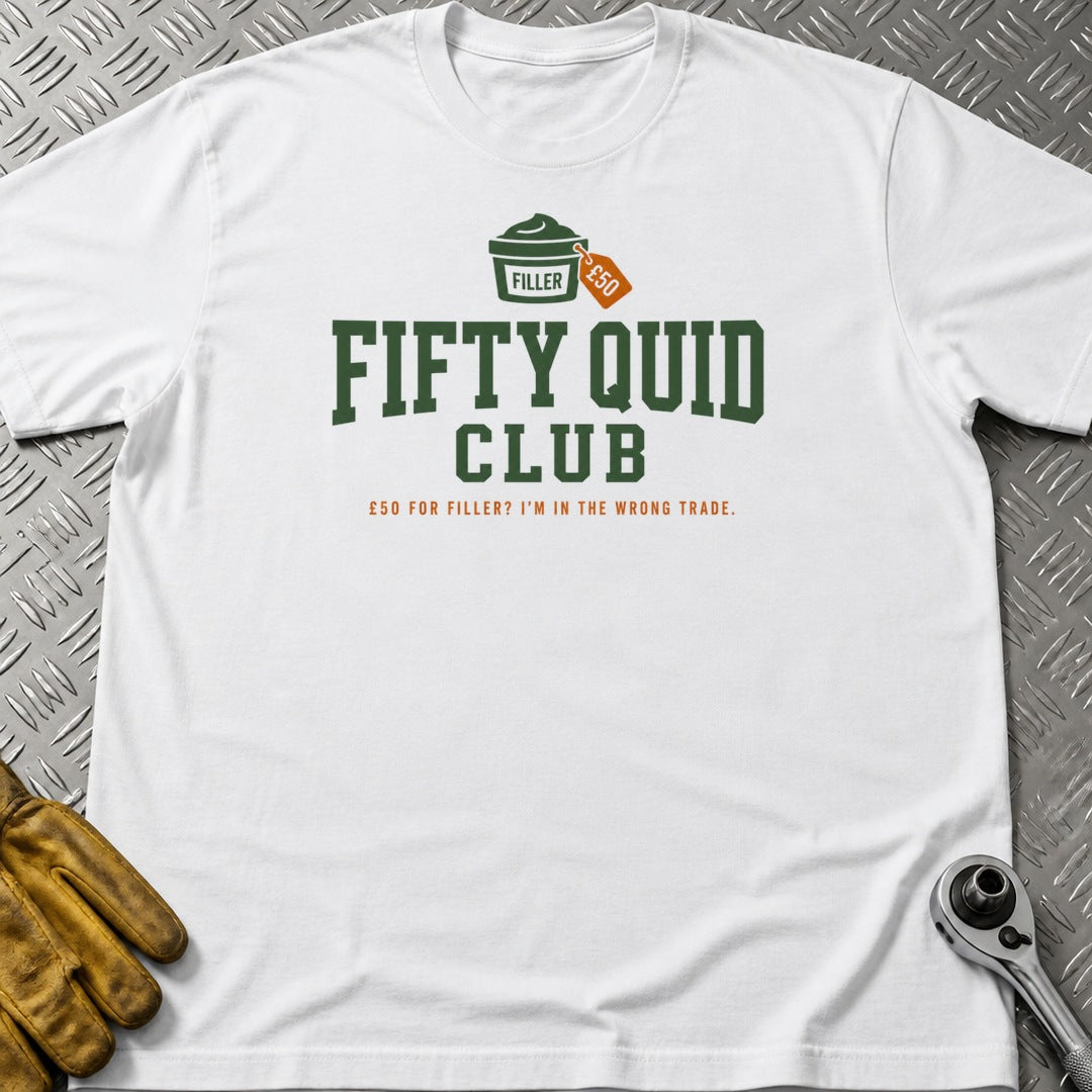 Fifty Quid t-shirt flat lay