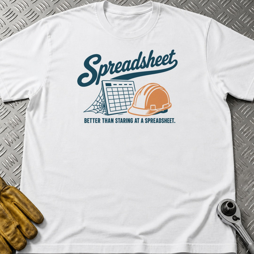 Spreadsheet t-shirt flat lay