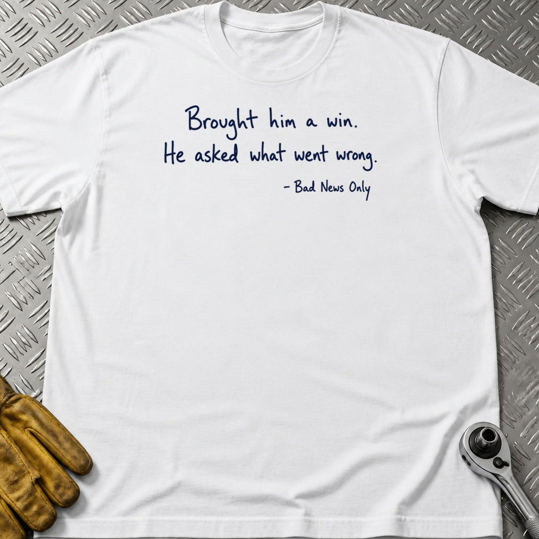 Bad News Only t-shirt flat lay