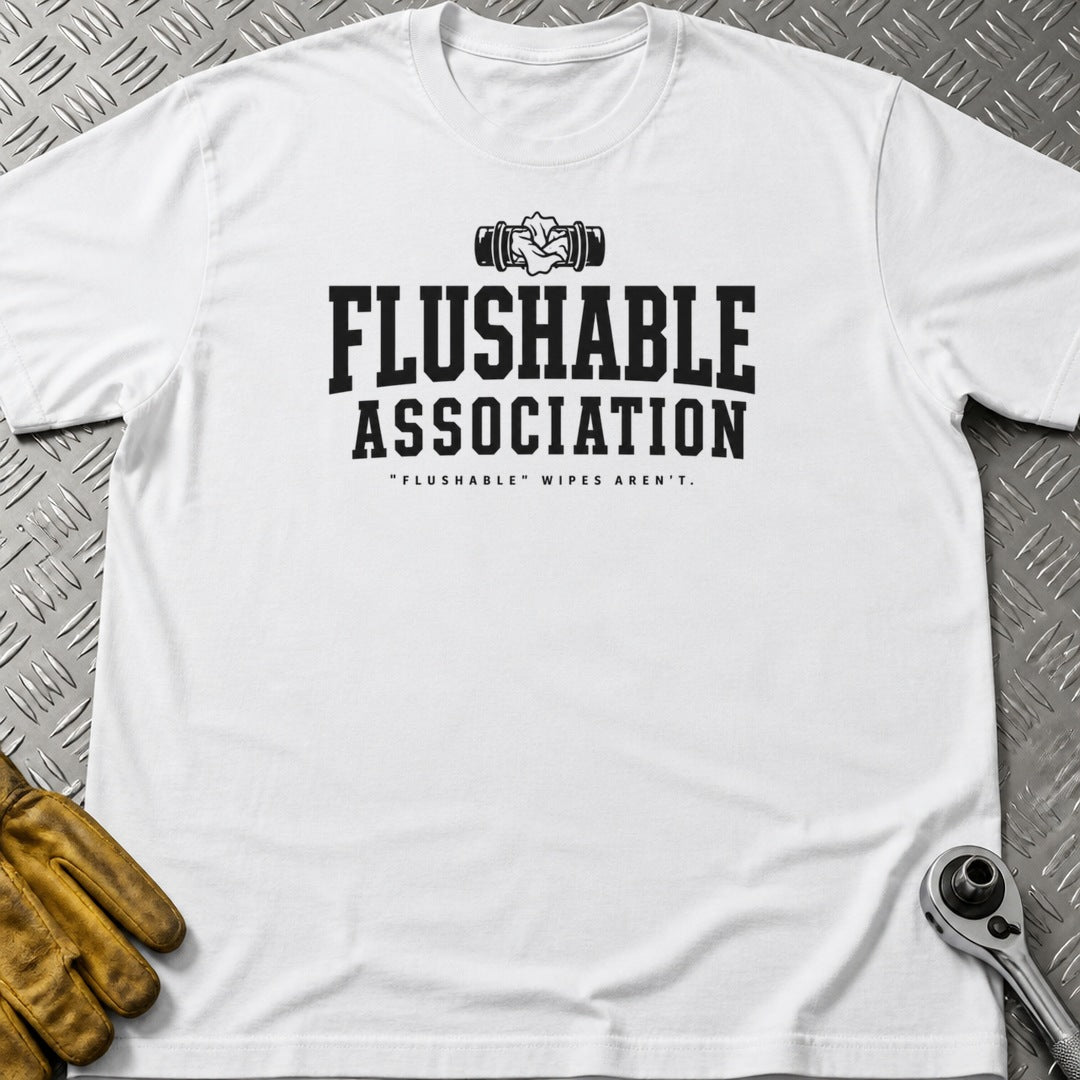 Flushable t-shirt flat lay