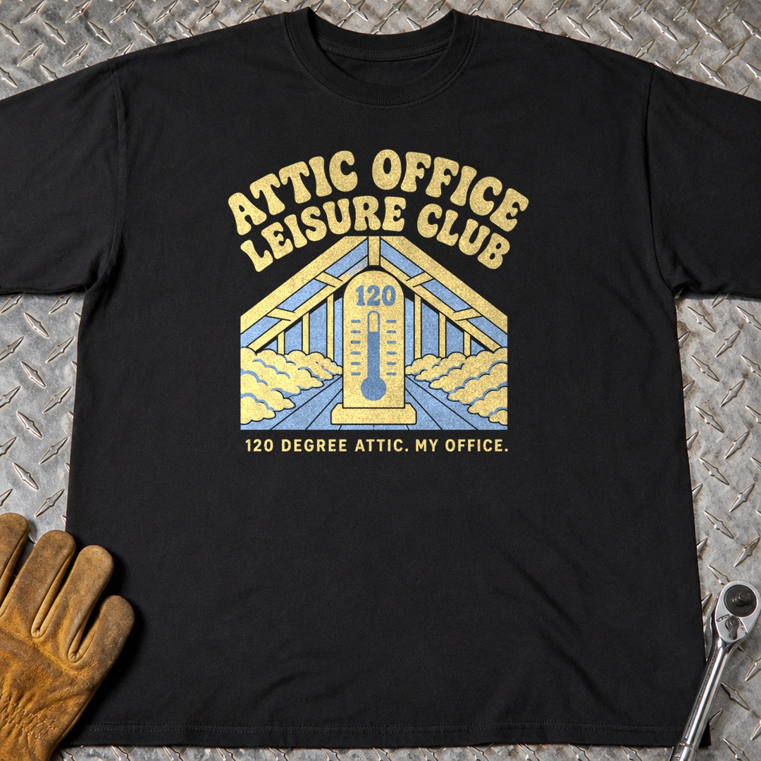 Attic Office t-shirt flat lay