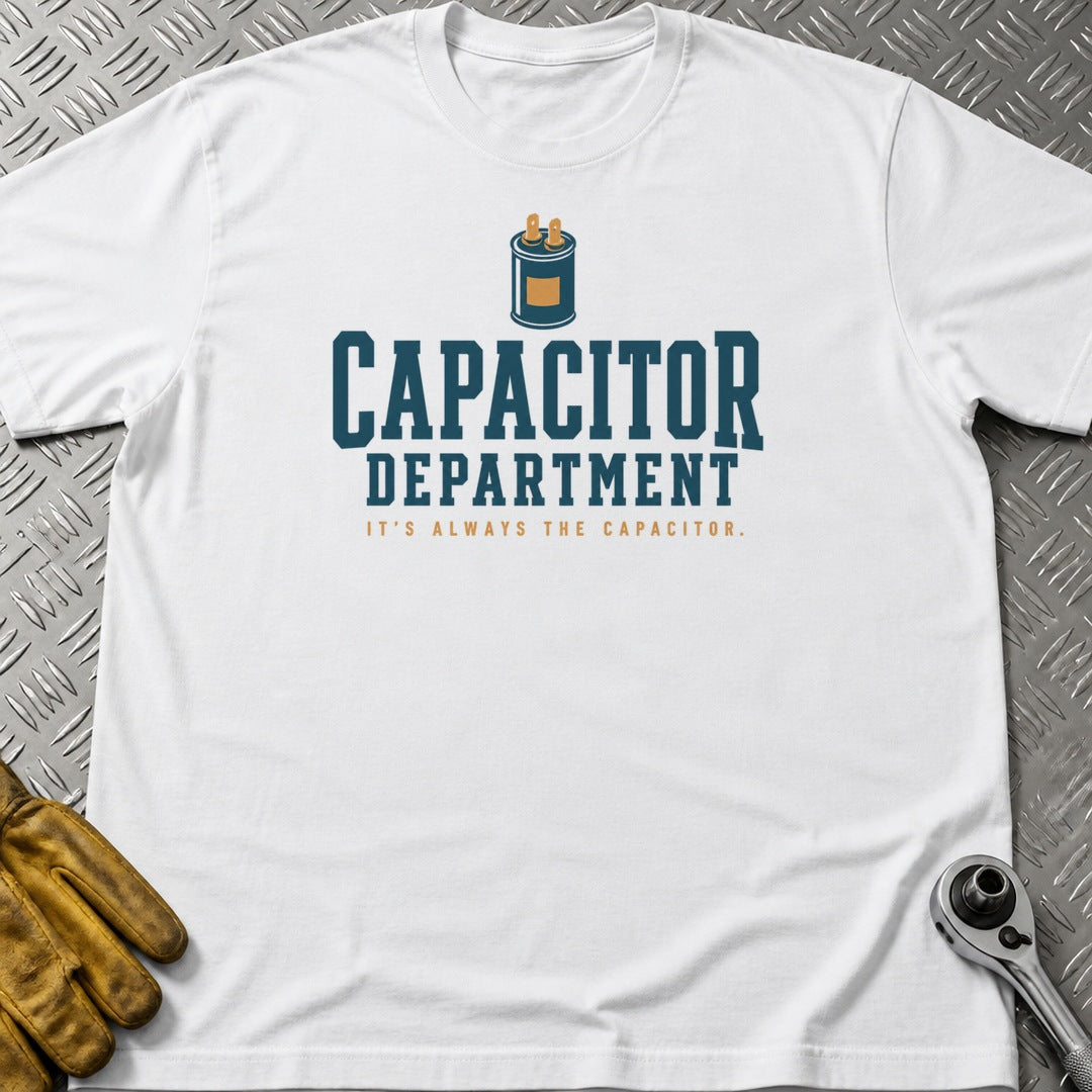Capacitor t-shirt flat lay