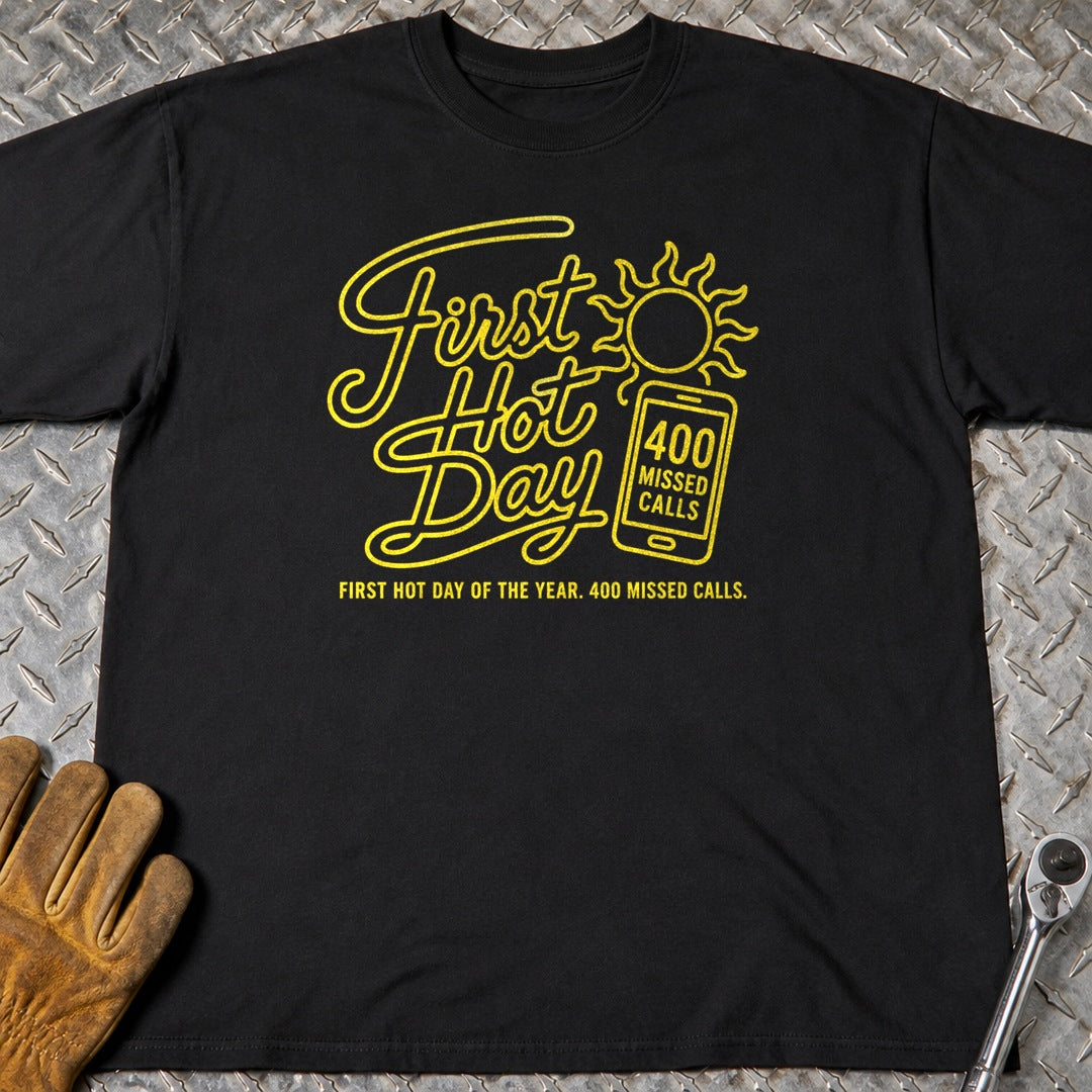 First Hot Day t-shirt flat lay