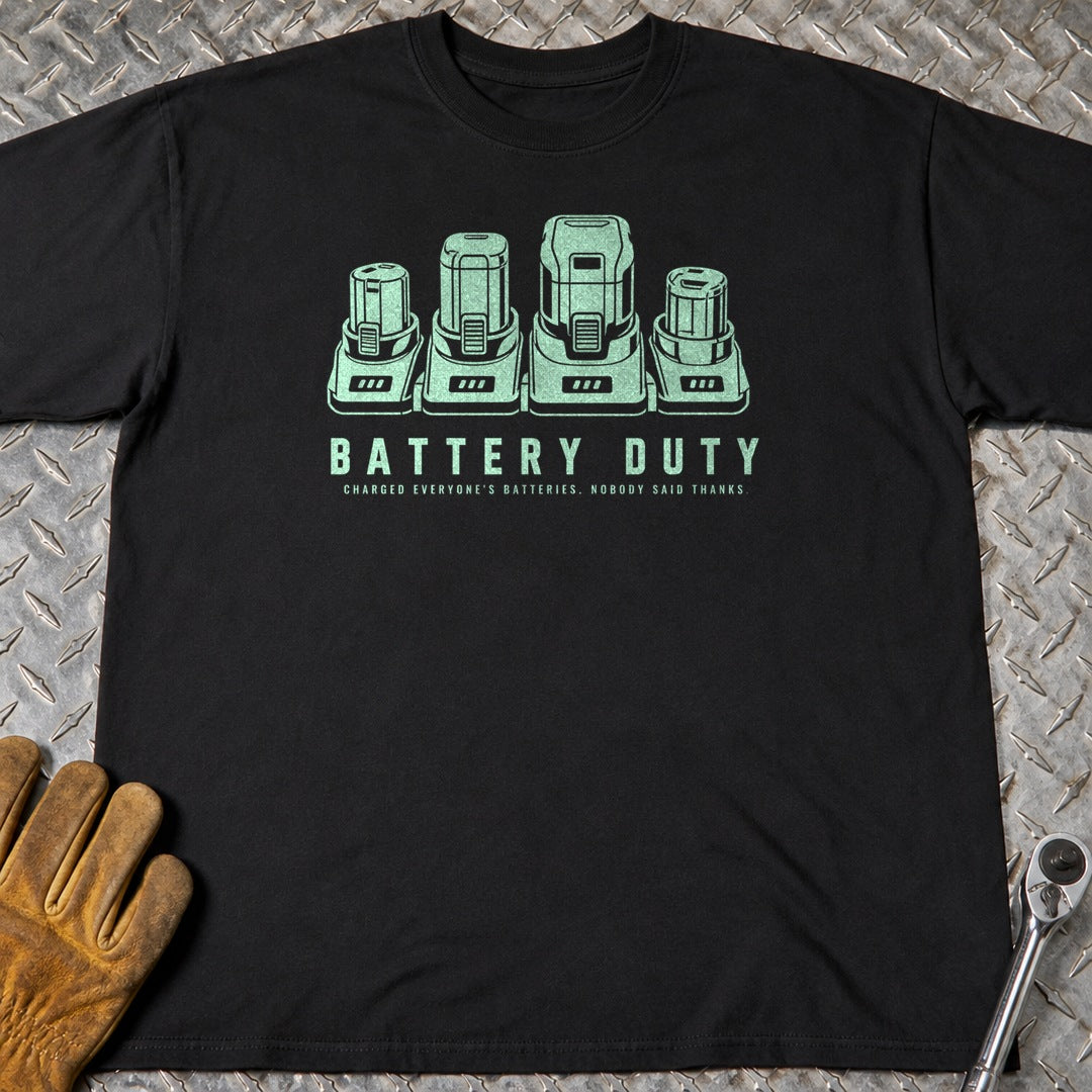 Battery Duty t-shirt flat lay