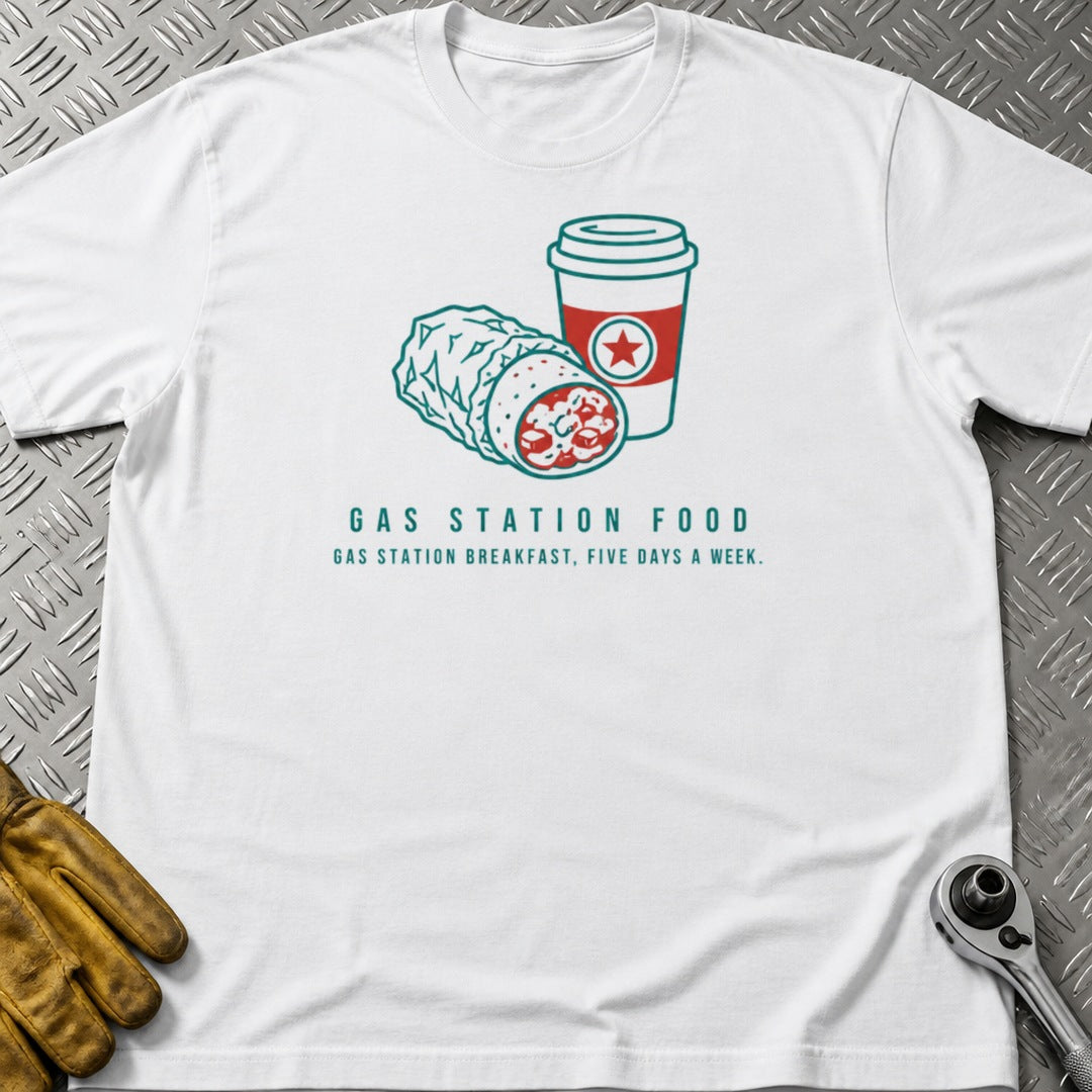 Gas Station Food t-shirt flat lay