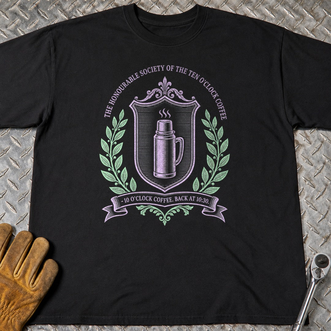 Ten O'Clock Coffee t-shirt flat lay