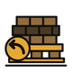 Pallet of bricks with a U-turn arrow for straightforward returns